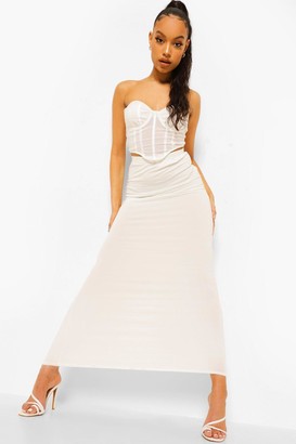 boohoo white maxi skirt