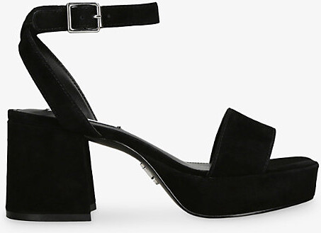 Steve Madden Womens Black Mercerr 015 Suede Heeled Sandals Eur 37 / 4 Uk Women