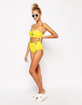 Thumbnail for your product : Motel Yellow Sun Cut Out Bow Bikini Top