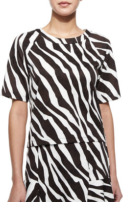 MICHAEL Michael Kors Ghanzi Zebra-Print Short-Sleeve Top