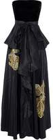 Thumbnail for your product : Sachin + Babi Correra Strapless Velvet-Paneled Embroidered Taffeta Gown