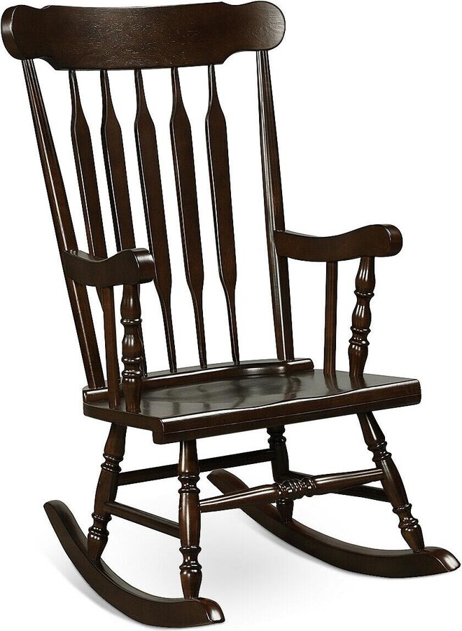 Sugift Rocking Chair with Solid Wooden Frame for Garden and Patio