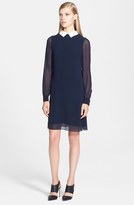 Thumbnail for your product : Erdem Silk Georgette Shirtdress with Removable Contrast Collar