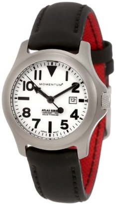 Momentum Ladies 1M-SP01W12B Atlas White Dial Black Touch Leather Watch