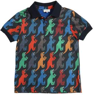 Paul Smith Junior Dinosaurs Print Cotton Piqué Polo Shirt