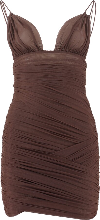 ruched front button dress