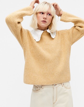 Monki Moa knit sweater in beige - ShopStyle