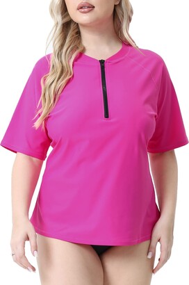 Halcurt Women's Plus Size Short Sleeve Rashguard Top with UPF 50+