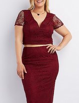 Thumbnail for your product : Charlotte Russe Plus Size Lace Wired Notch Top