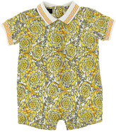 Thumbnail for your product : Versace Boy's Baroque Greek Key Polo Playsuit, Size 0-18M