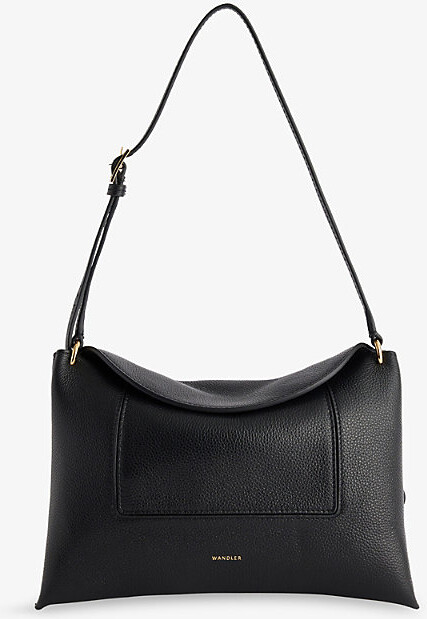 Wandler Womens Black Crust Penelope Slouch Leather Shoulder Bag