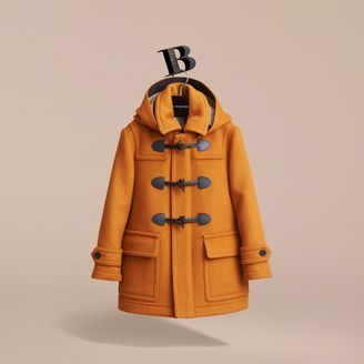 Burberry Wool Duffle Coat with Check-lined Hood , Size: 4Y, Brown