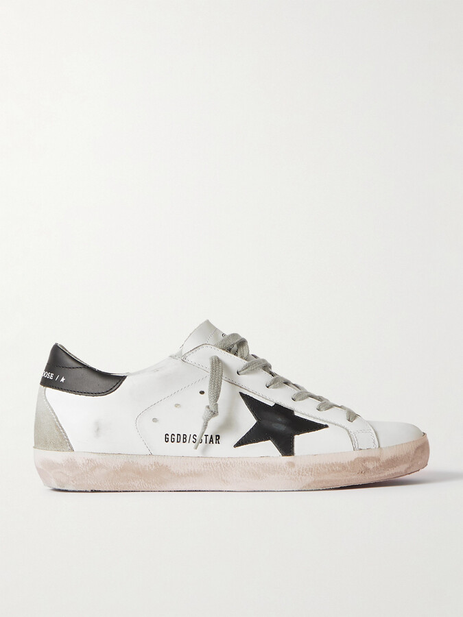Golden Goose Superstar Distressed Leather Sneakers - White