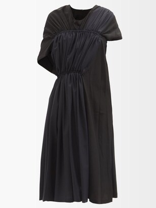 Junya Watanabe Layered Ruched Crepe Midi Dress - Black Multi