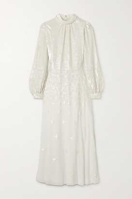 Temperley London Mirella Sequin-embellished Crepe De Chine Midi Dress
