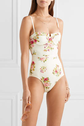 Zimmermann Honour Floral-print Underwired Swimsuit - Cream