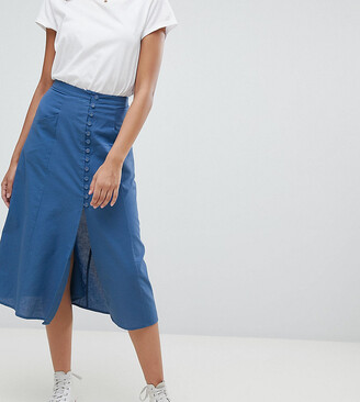 ASOS Tall ASOS DESIGN Tall full midi skirt with button front