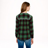 Thumbnail for your product : J.Crew Petite embroidered peasant top in green plaid