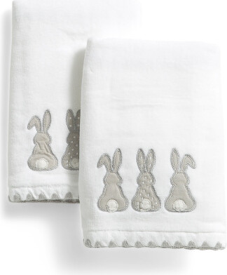 TJMAXX 2Pk Bunny Backs Embroidered Hand Towels, Cotton