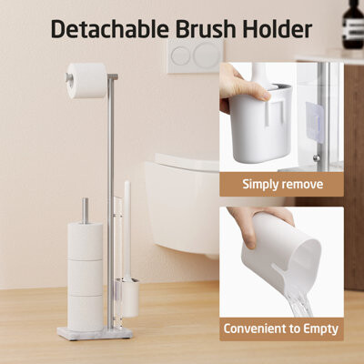 Kes Freestanding Toilet Paper Holder With Toilet Brush With Marbel Base