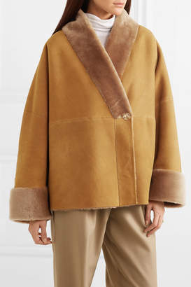 The Row Pernia Shearling-trimmed Suede Coat - Brown