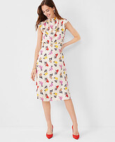 Thumbnail for your product : Ann Taylor Petite Floral Mock Neck Midi Flare Dress