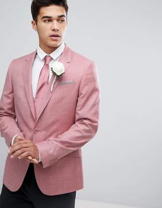ASOS Design WEDDING Skinny Blazer In Pink 100% Wool