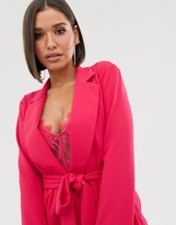 Thumbnail for your product : ASOS DESIGN wrap belted suit blazer