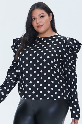 women's plus size polka dot tops