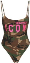 Thumbnail for your product : DSQUARED2 Camo & Logo Print One Piece Swimsuit
