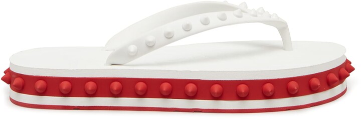 Christian Louboutin Loubi Donna Spike Red Sole Flip Flops - ShopStyle