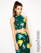 Thumbnail for your product : ASOS Petite Exclusive Co-Ord High Neck Crop Top In Tulip Print