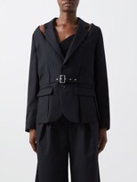 Cutout Belted Wool Jacket - Black 