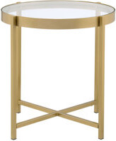 Mercer41 Charrot Clear Glass Top & Gold Finish End Table