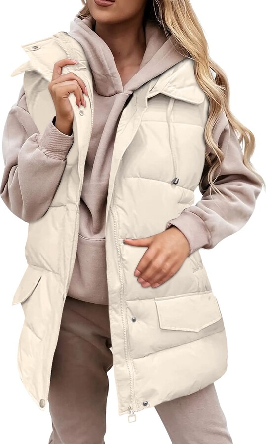 Gyaimxfu Women's Quilted Vest with Hood Casual Daily Autumn Transition