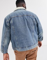 Thumbnail for your product : Levi's Big & Tall borg lined denim trucker jacket in mustard light wash