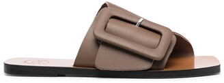ATP ATELIER Ceci buckled leather slides