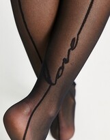 Thumbnail for your product : ASOS DESIGN 30 denier back seam 'love' tights in black