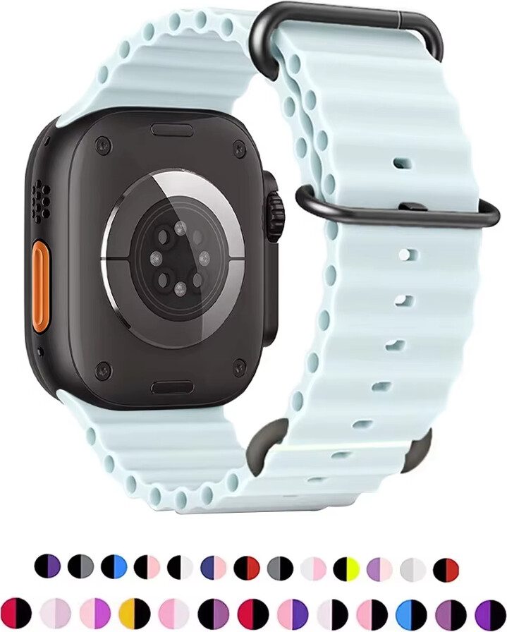 Ocean Band for Apple watch Ultra2 49mm 45mm 46mm 42mm 44mm 40mm 41mm Silicone sport bracelet correa series 10 9 7 8 5 6 SE strap