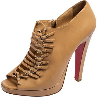 Christian Louboutin Beige Net And Mesh Zipper Detail Ankle Boots Size 35 at  1stDibs
