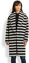 Thumbnail for your product : Alice + Olivia Ralter Striped Sweater-Knit Cocoon Coat