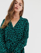 Thumbnail for your product : ASOS DESIGN collar detail midi dress in leopard print