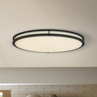 LITTLE TREE 32 inch LED 48W Oval Celing light with black finish iron fixture and white acrylic shade