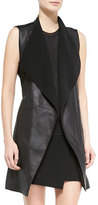 Thumbnail for your product : Vince Leather/Ponte Draped Long Vest, Black