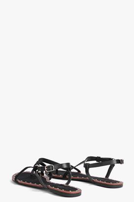 boohoo Ava Strappy Flat Sandal With Studs