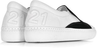 N°21 Black Satin & White Leather Slip-on Sneaker