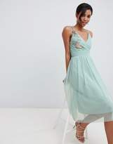 Thumbnail for your product : Little Mistress Floral Applique Midi Dress