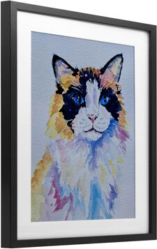 Ebern Designs Calico Cat Portrait Framed Print Under Glass, design by Tatiana Roberts