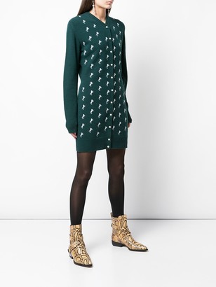 Chloé Horse Embroidered Knit Cardigan Dress