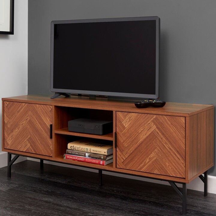 Dunelm Rowe TV Unit Dark Wood (Brown) ShopStyle